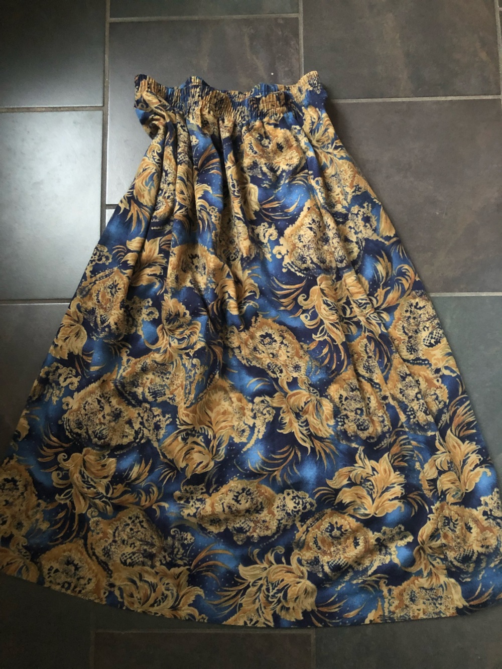 Vintage Blue and Gold Pattern Skirt Celestial Vibes